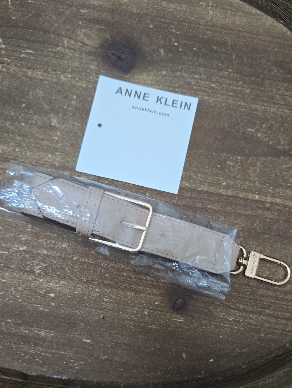 Anne Klein Women's Beige Leather Strap with Gold Hardware